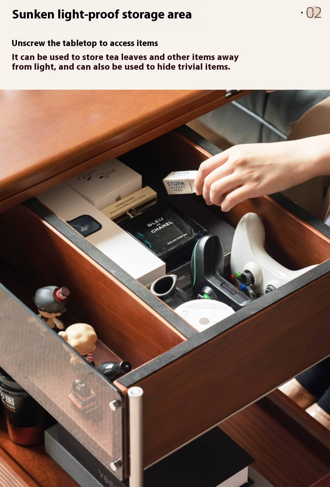 Poplar Solid Wood Middle Ancient Style Mobile Tea Table