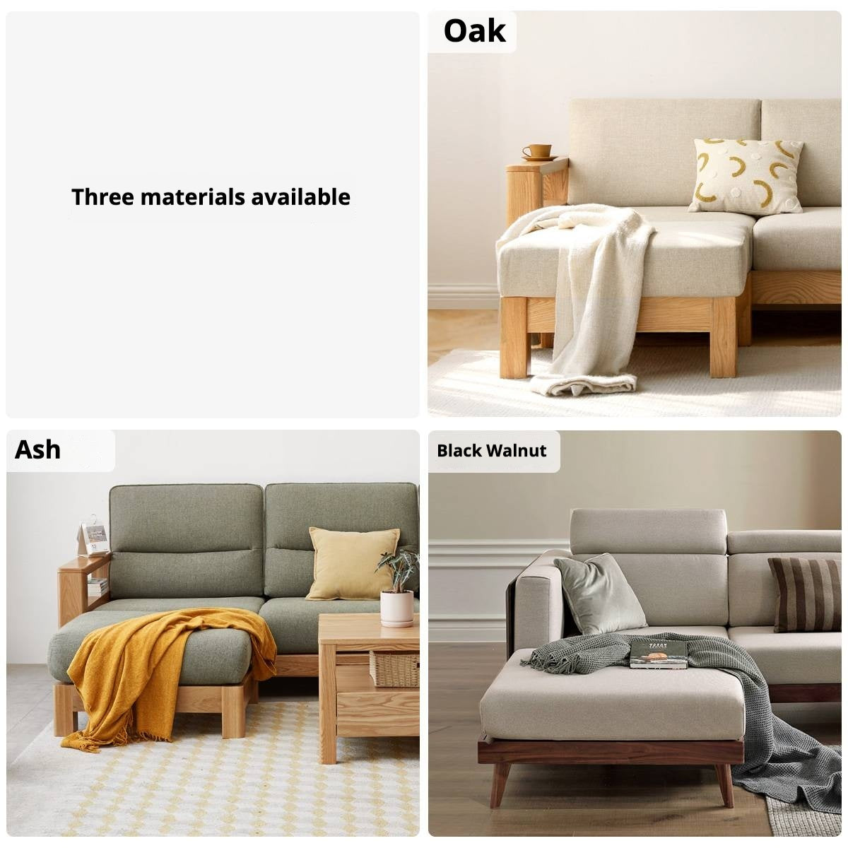 Ash, Oak, Black Walnut Solid Wood  Fabric Footstool-