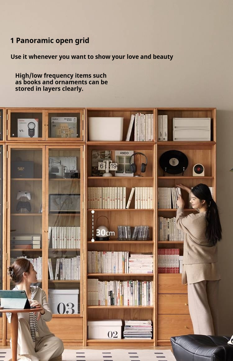 Cherry Solid Wood Bookcase Cabinet Display