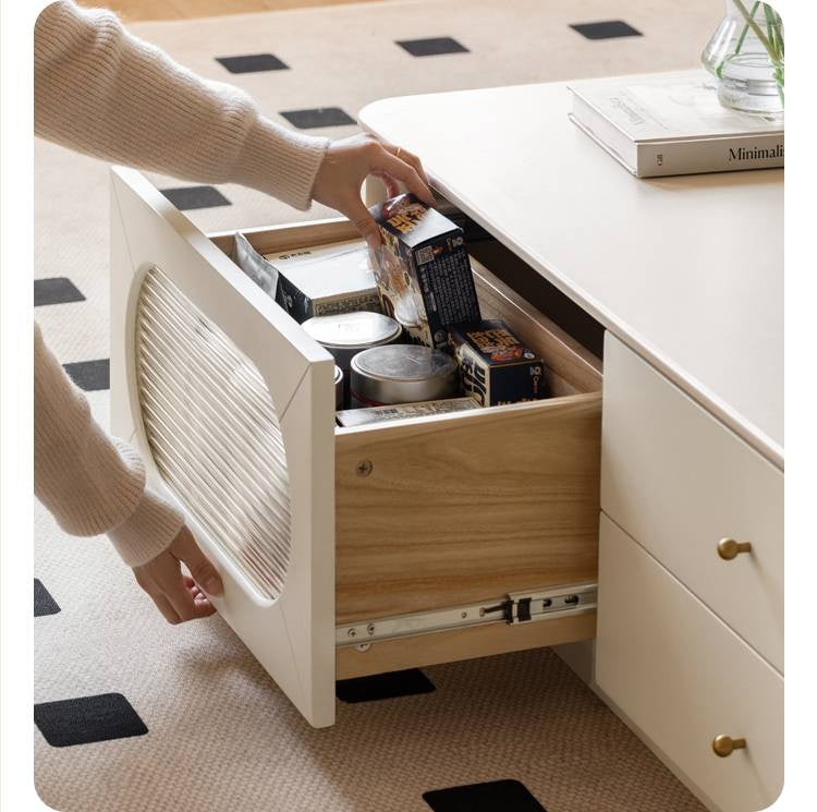Solid Rubberwood Rock Board Coffee Table