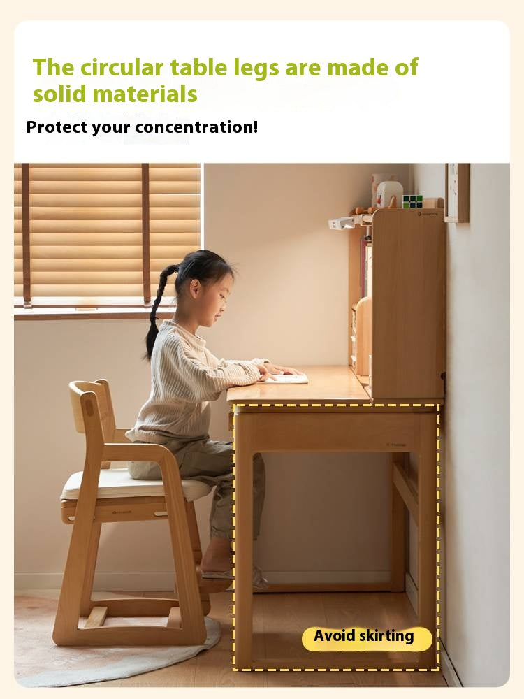 Beech Solid Wood Kids Learning Desk with Eye Protection Lamp