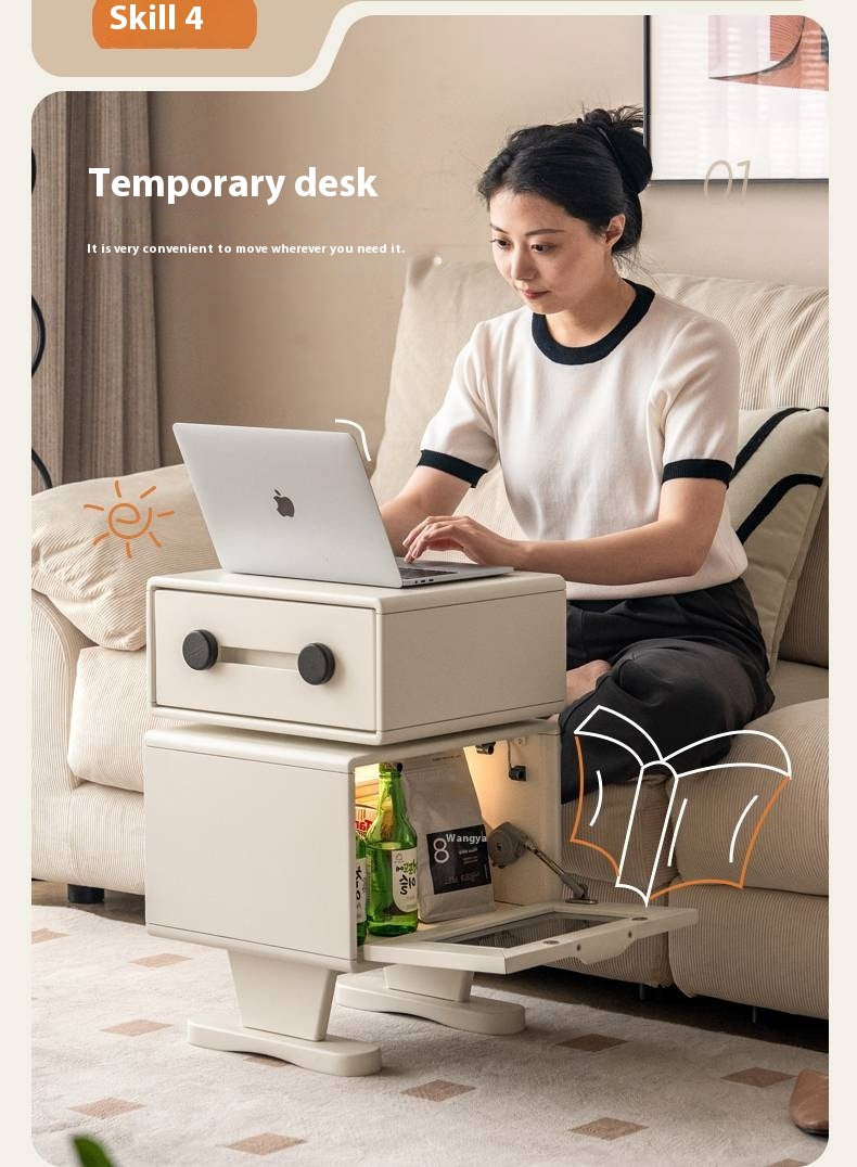 Solid Rubberwood Cream Style Nightstand