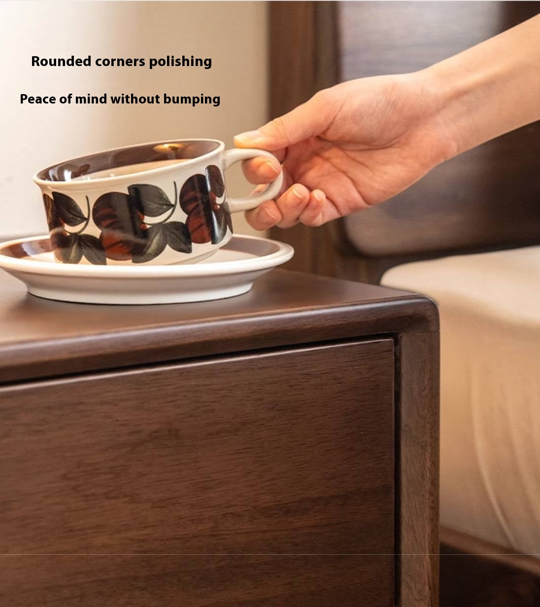 Black Walnut Solid Wood Modern Style Nightstand