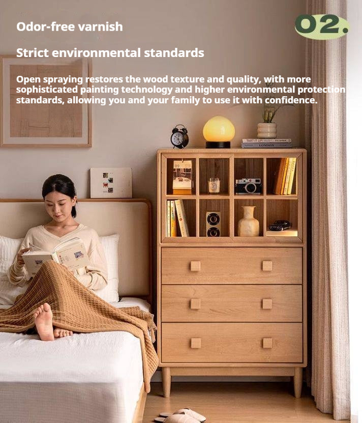 Beech Solid Wood Modern Simple with Light Storage Cabinet