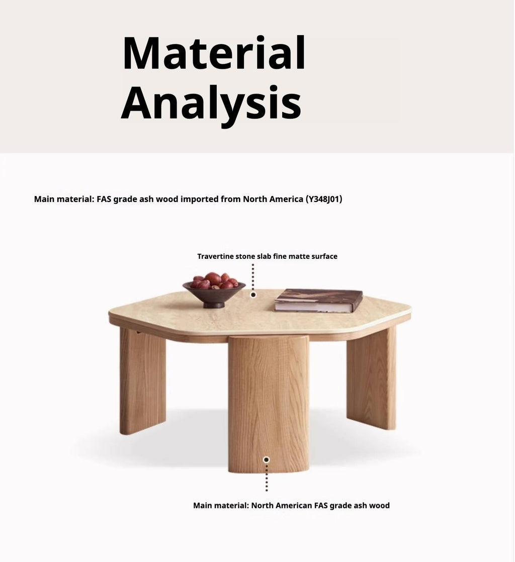 Ash Solid Wood Wabi-Sabi Style Coffee Table