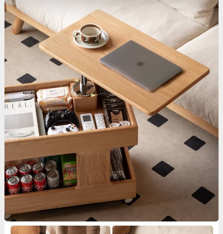 Oak, Ash, Cherry, Black Walnut Solid Wood Rotating Side Table