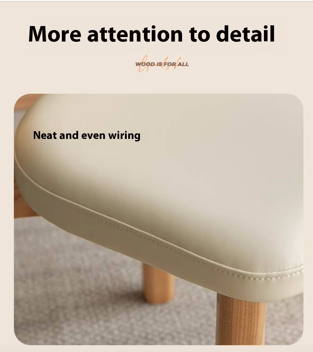 Ash Solid Wood Modern Makeup Stool