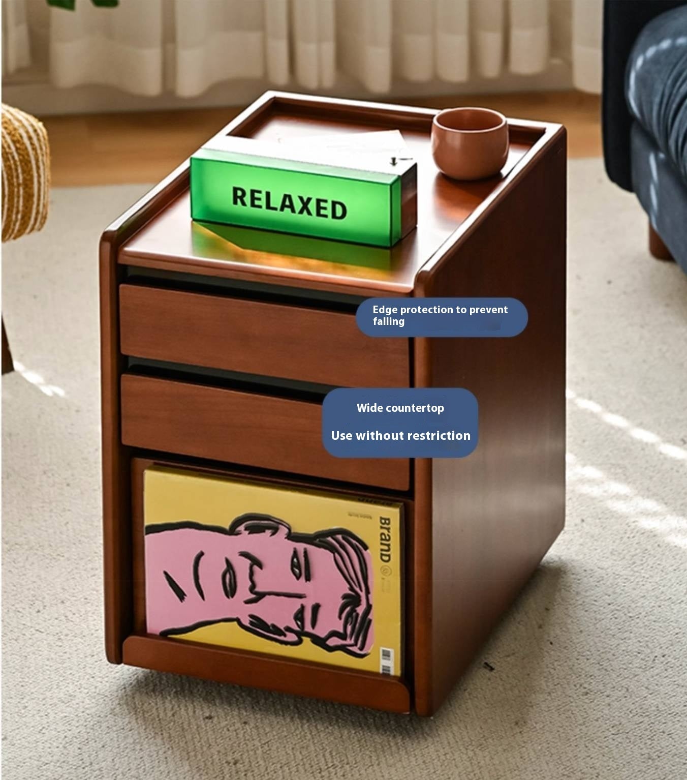 Oak Solid Wood Simple Style Nightstand