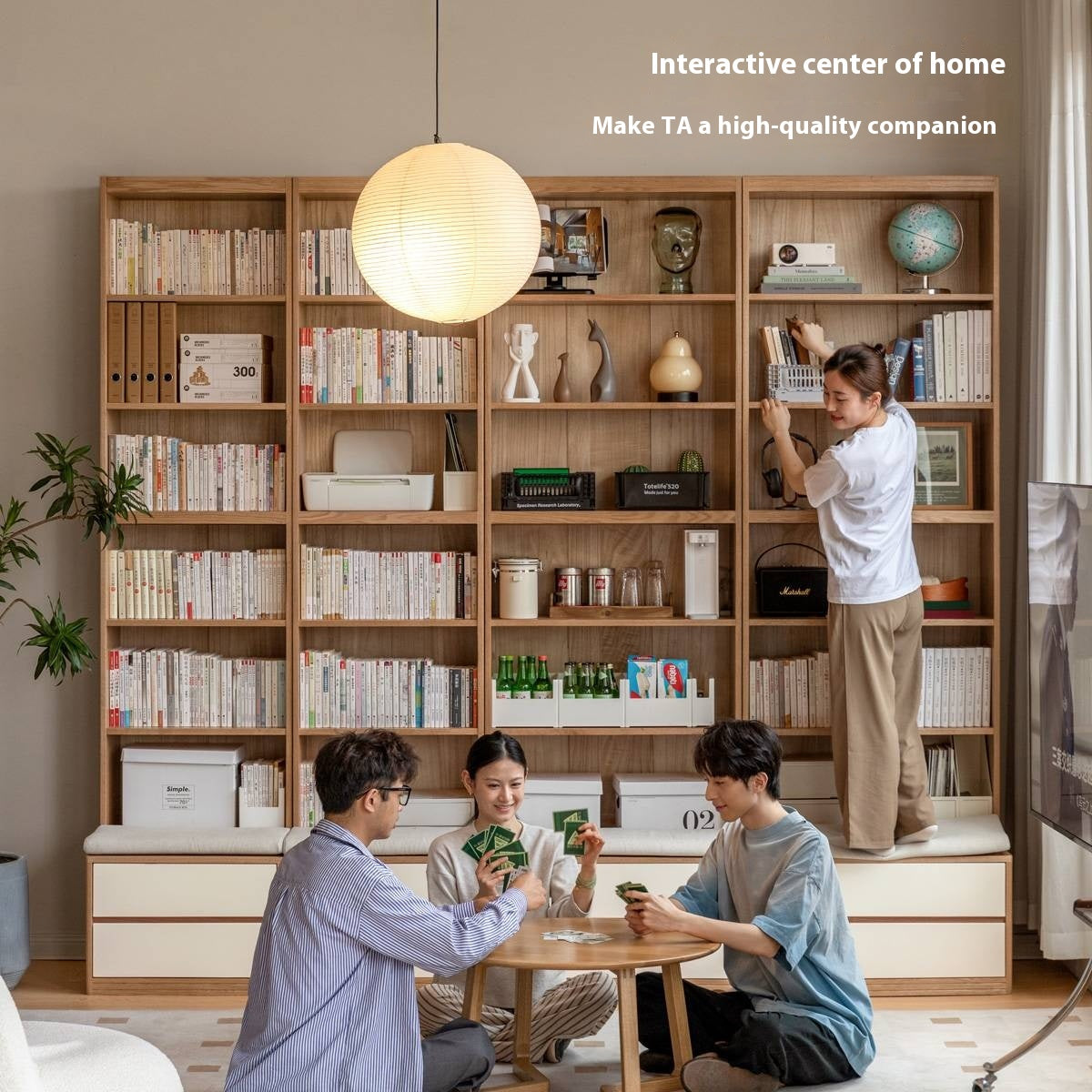 Oak Solid Wood Cream Style Study  Bookcase