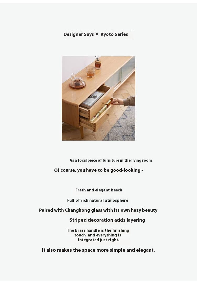 European Beech Solid Wood Floor TV Stand