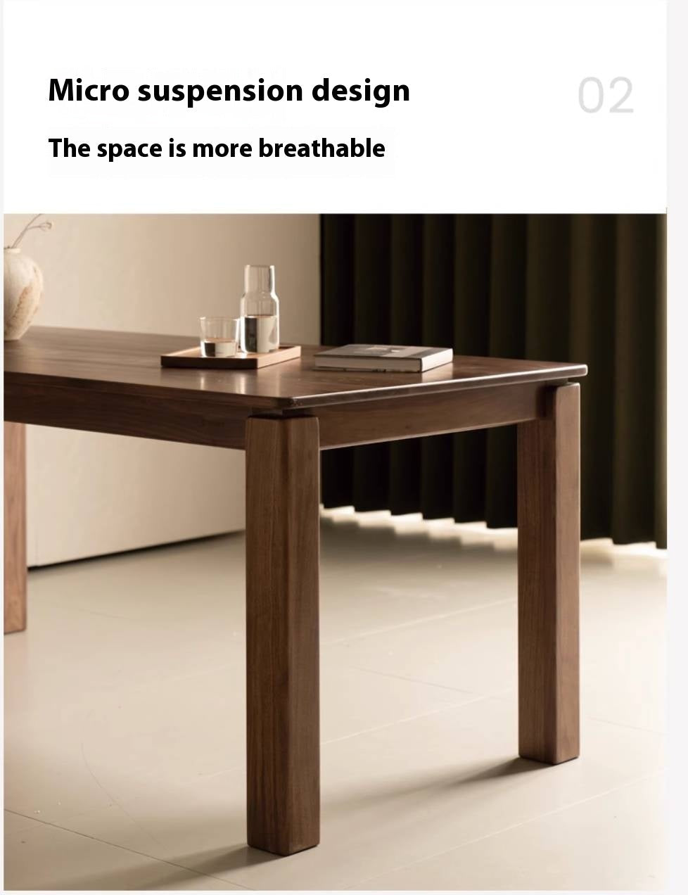 Black Walnut, Ash, Oak Solid Wood Large Board Dining Table