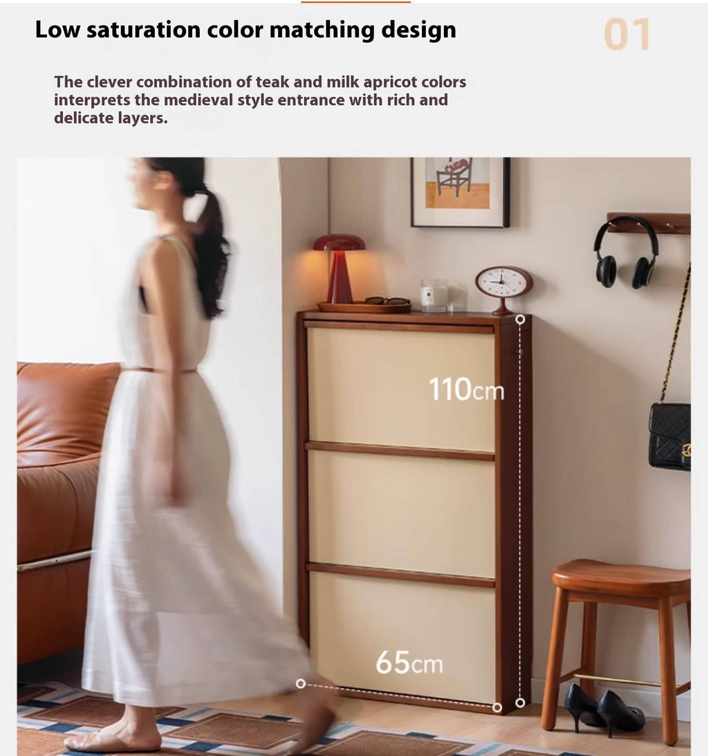 Poplar Solid Wood Middle Ages Style Shoe Cabinet