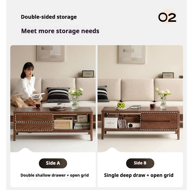 Solid Rubberwood, Oak Solid Wood Nordic Coffee Table