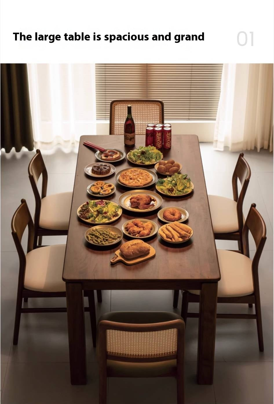 Black Walnut, Ash, Oak Solid Wood Large Board Dining Table