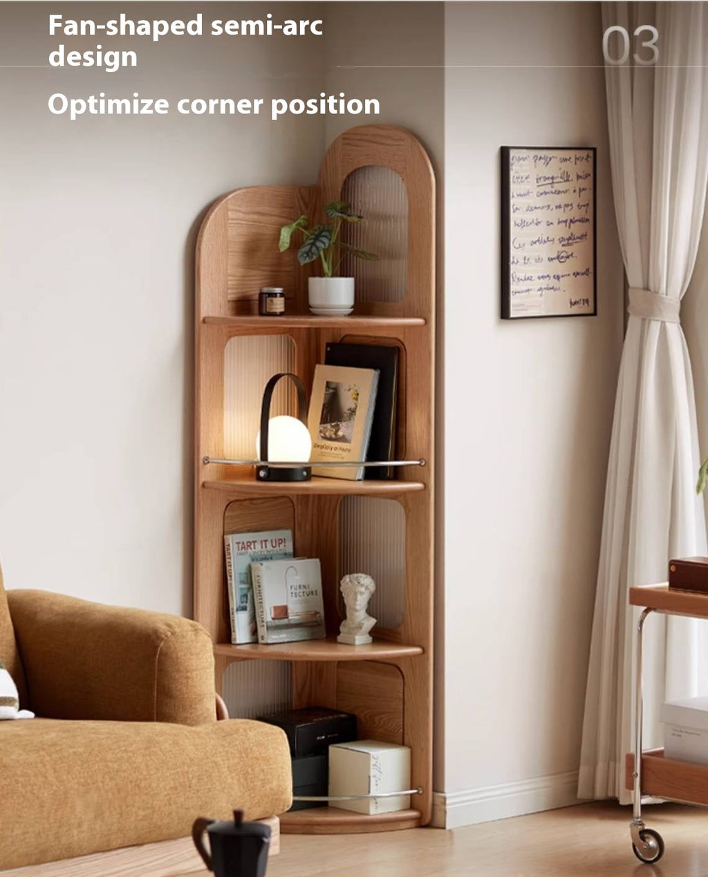 Oak, Ash Solid Wood Corner Bookshelf