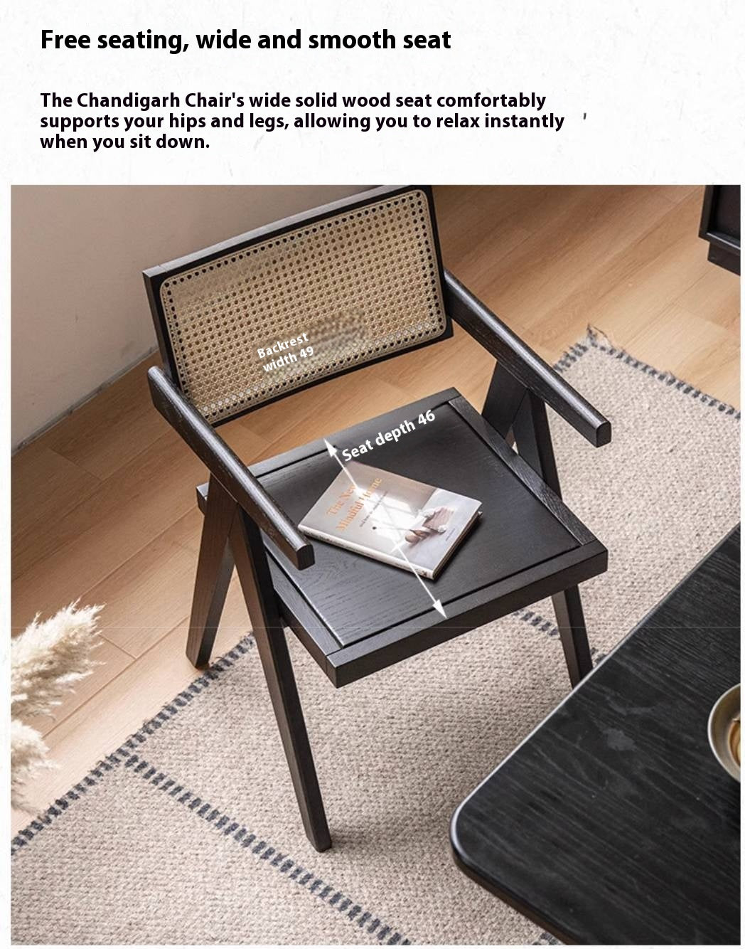 Oak Solid Wood Light Luxury Rattan Chair