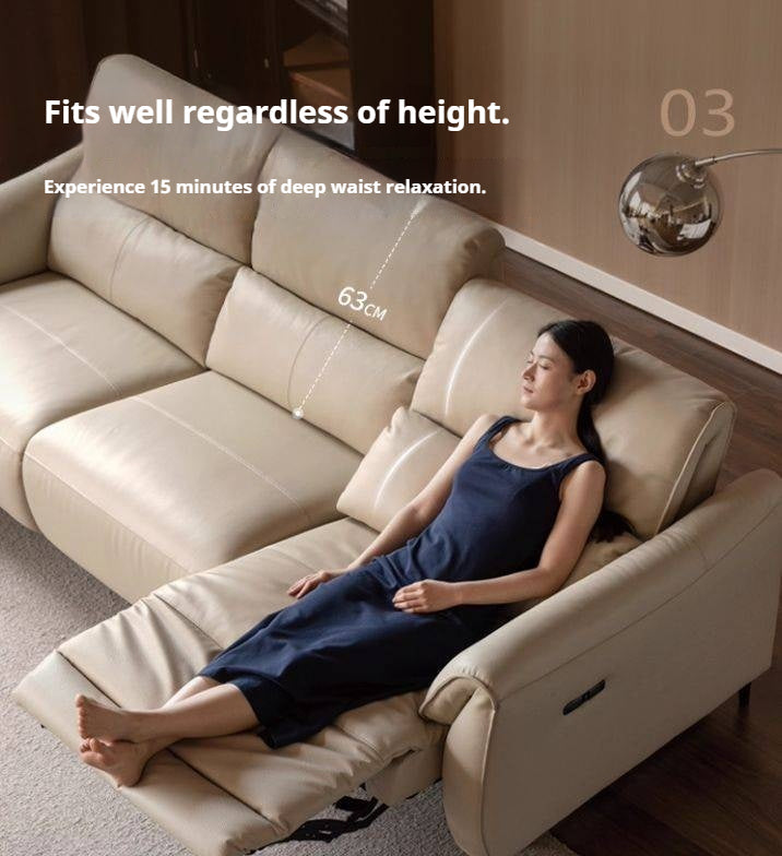 Leather Top Layer Cowhide Retractable Electric Sofa