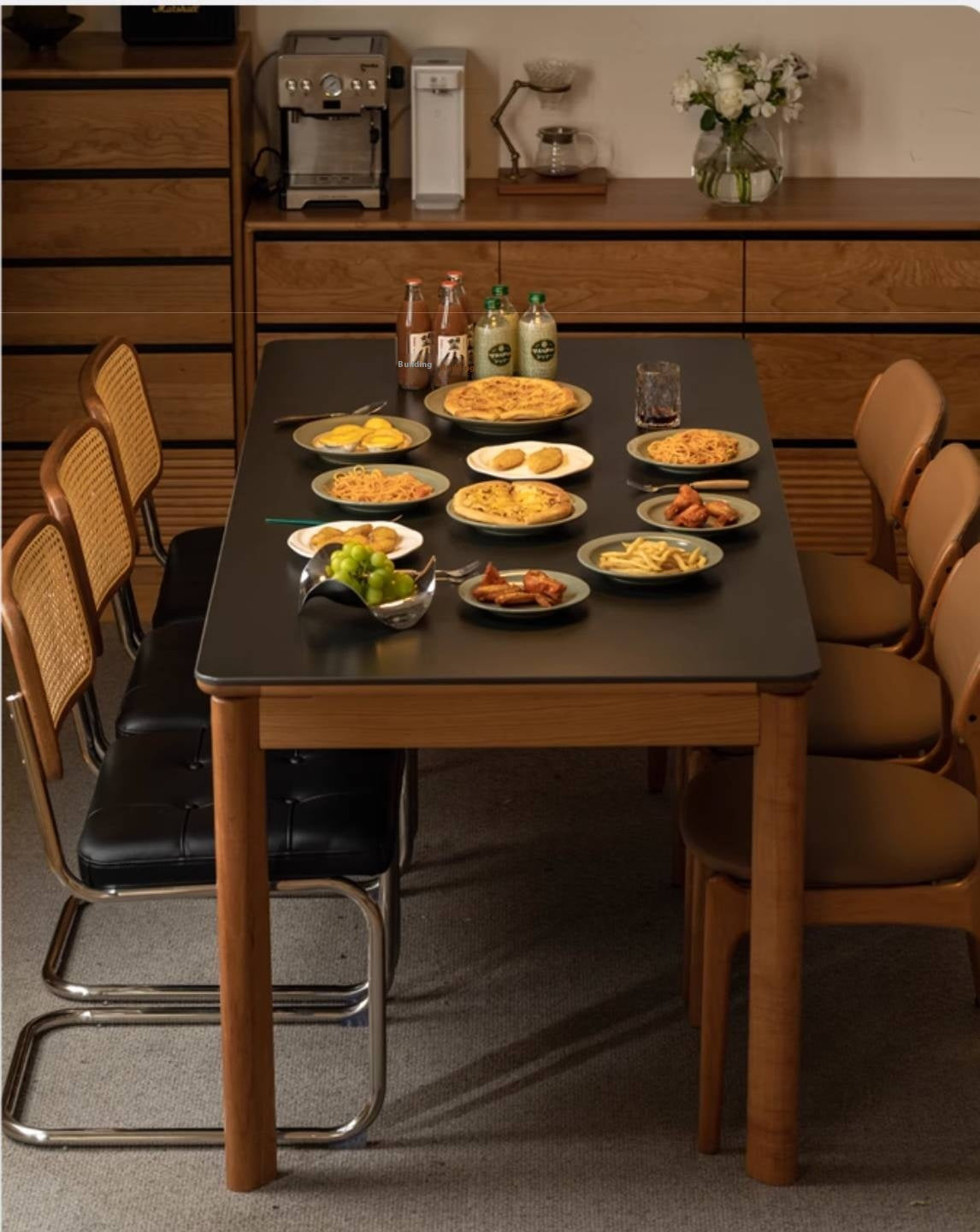 Cherry Solid Wood Rock Board Dining Table