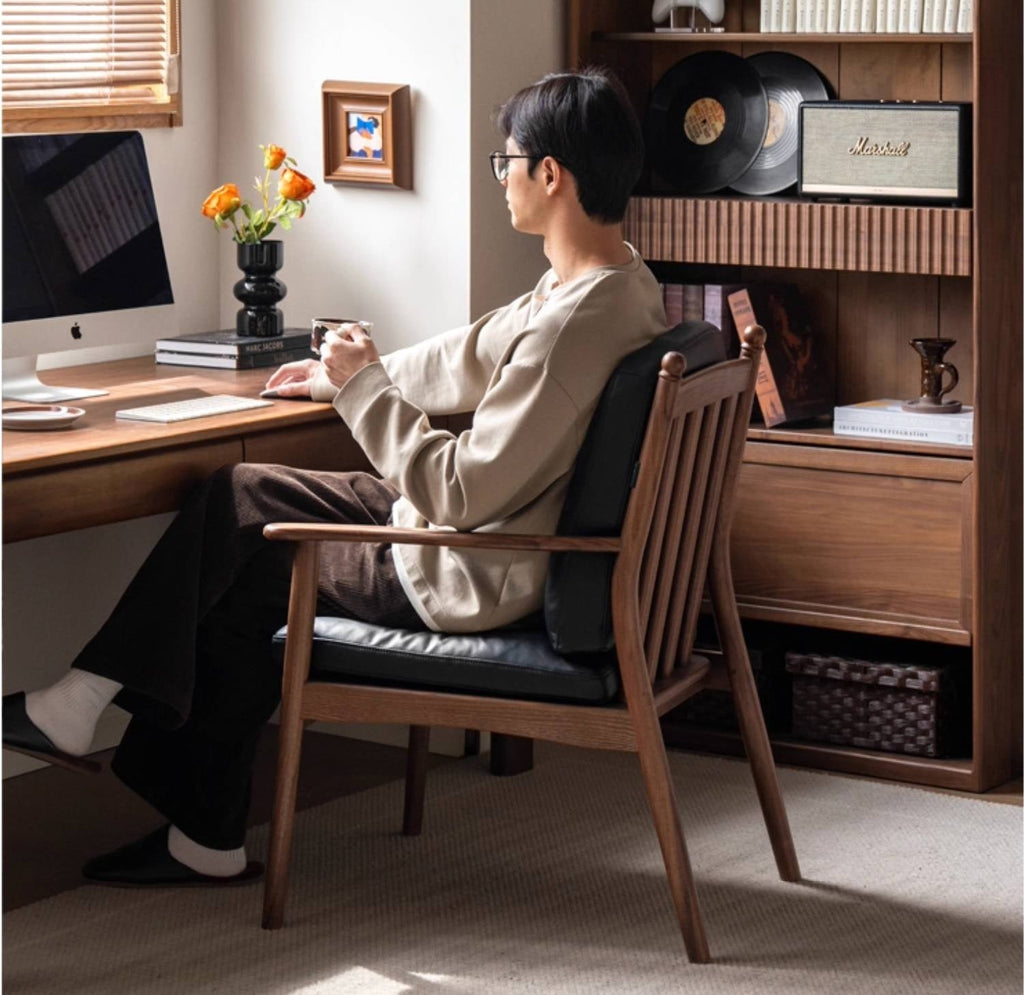 Black Walnut Solid Wood Light Luxury Style Soft Armchair