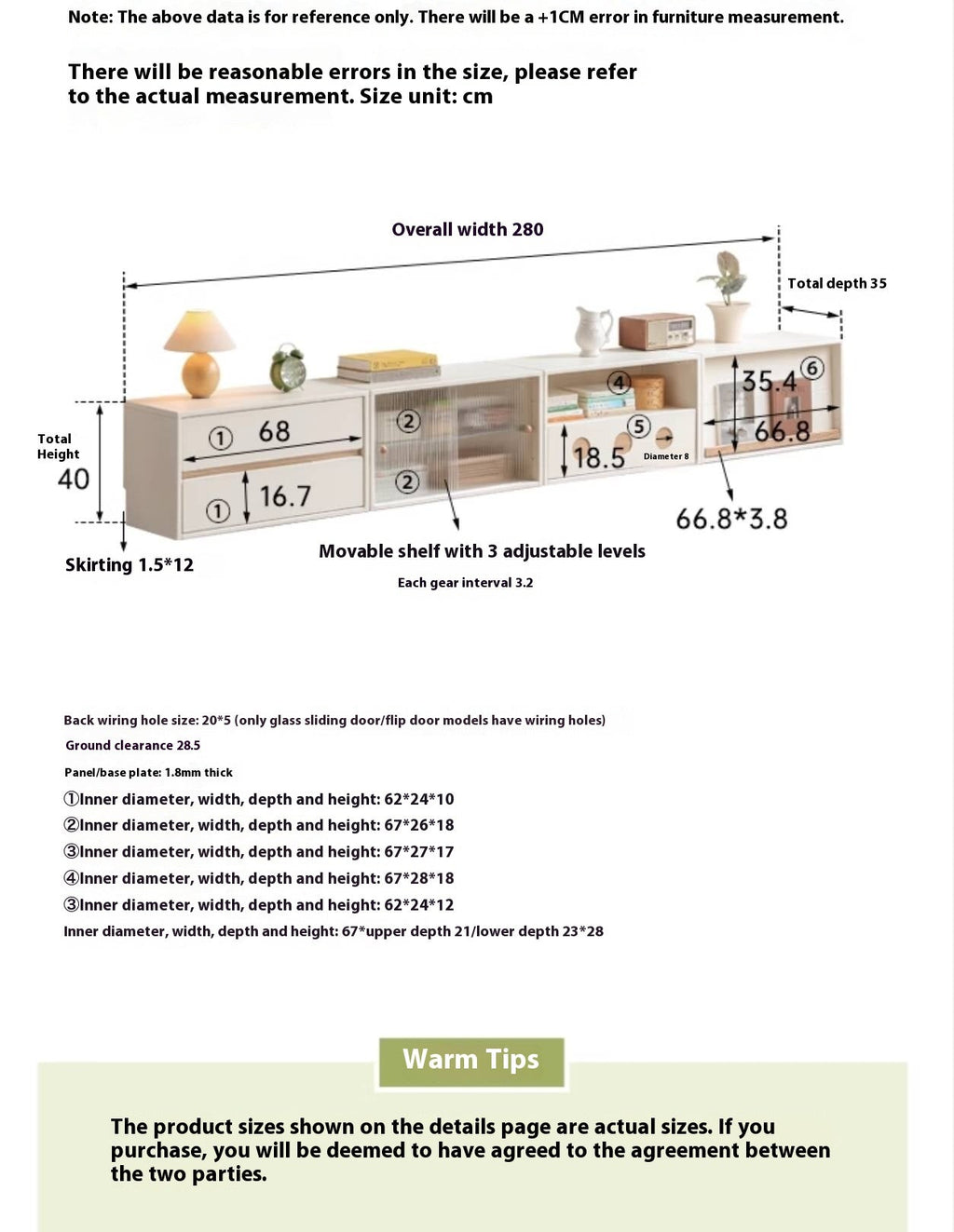Rubber, Oak Solid wood Module Combination TV Stand.