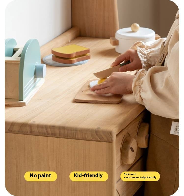 Poplar Solid Wood Montessori Kids Kitchen Cabinet