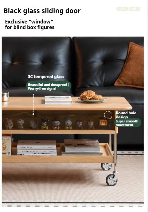 Oak Solid Wood Modern Mobile Coffee Table