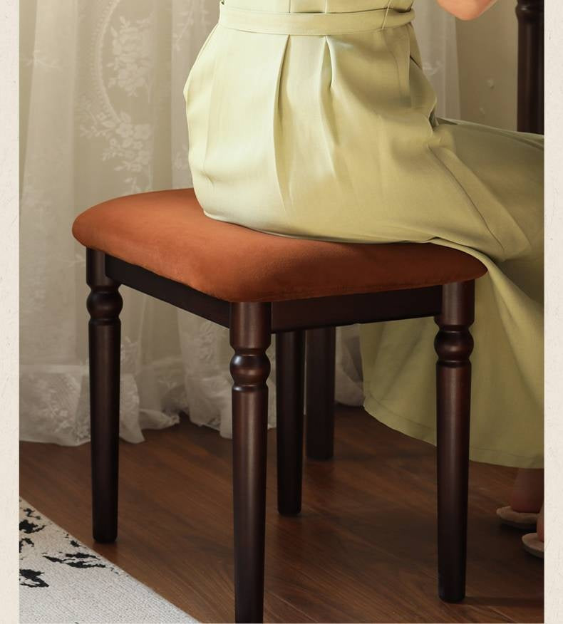 Beech Solid Wood American Retro Style Makeup Stool