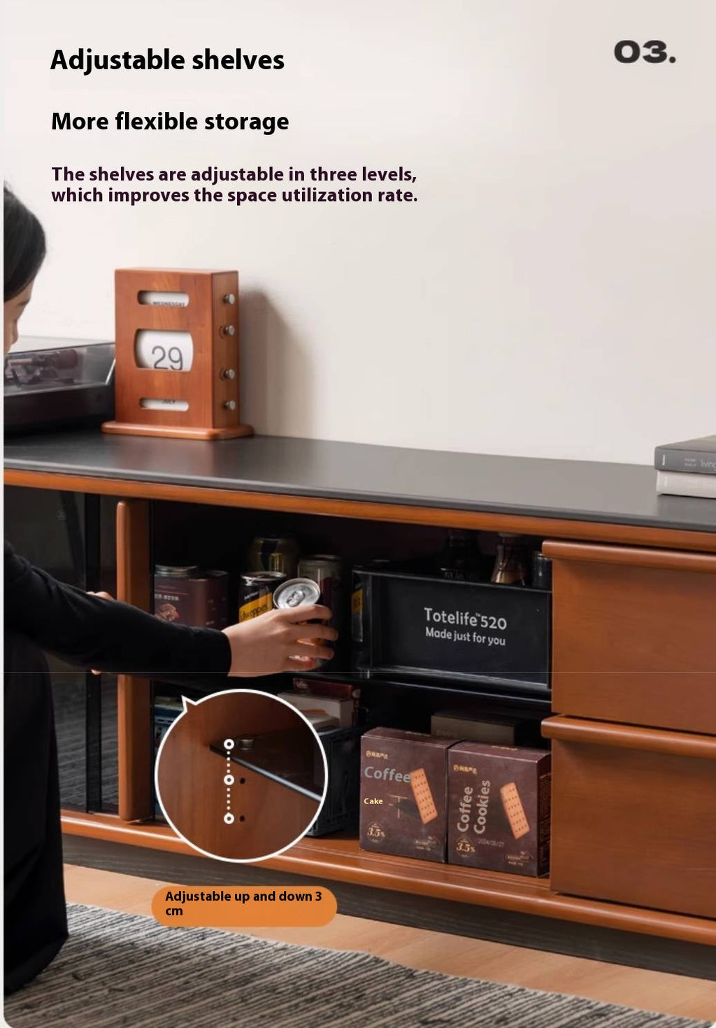 Poplar Solid Wood Medieval Style TV Stand