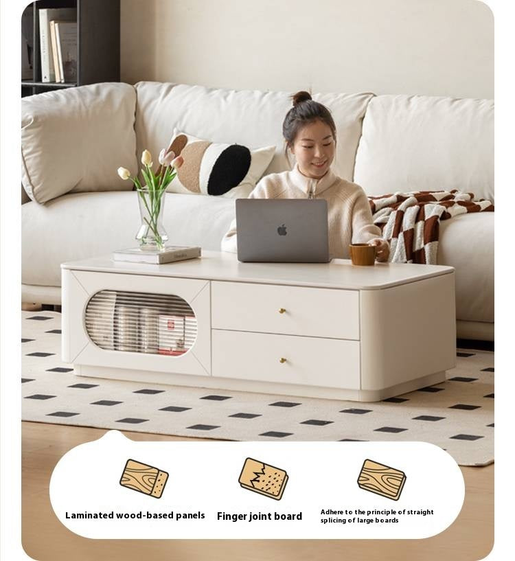 Solid Rubberwood Rock Board Coffee Table