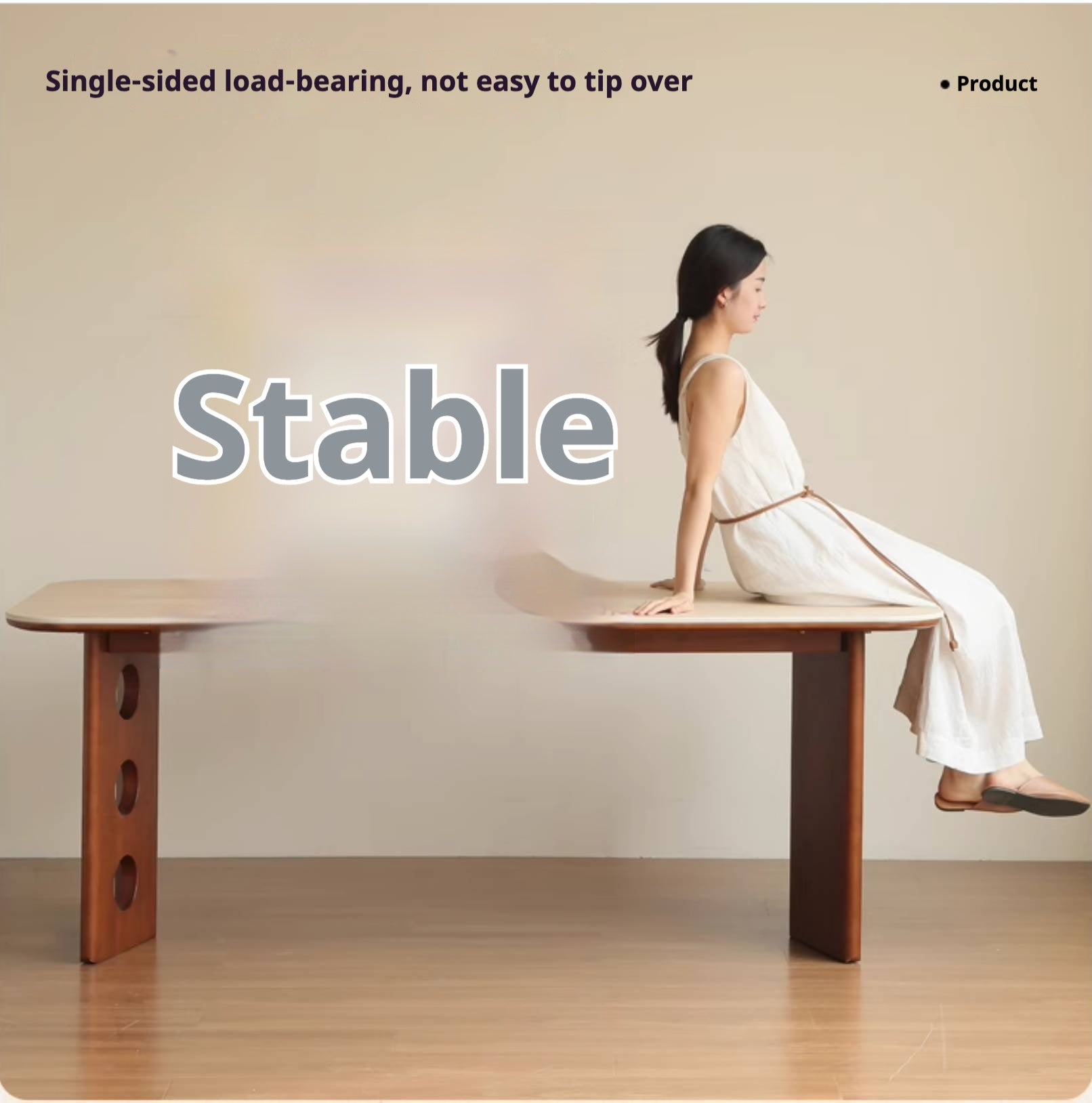 Poplar Solid Wood Medieval Style Rock Plate Dining Table