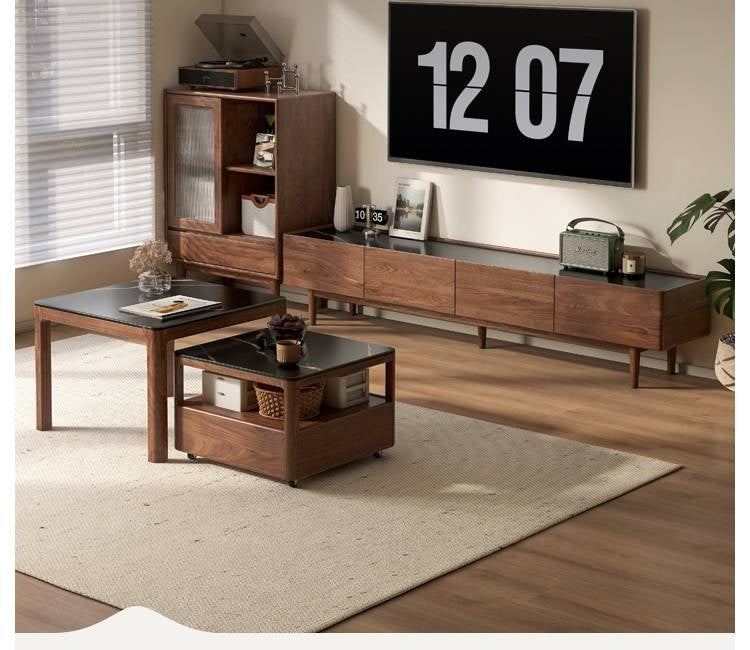Black Walnut Solid Wood Modern TV Cabinet For Living Room