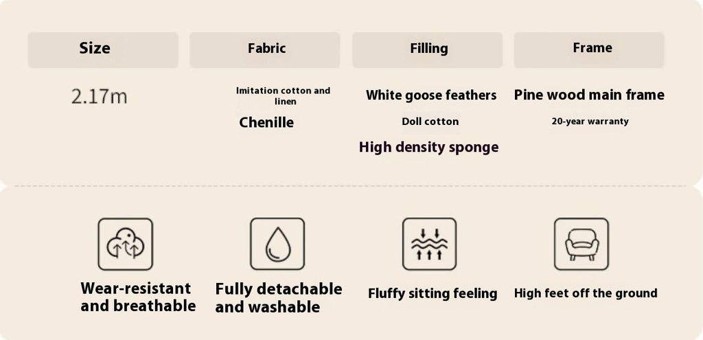 Fabric Sofa Simple High Backrest-