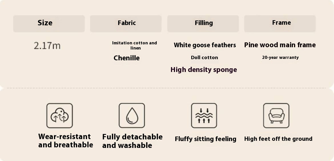 Fabric Sofa Simple High Backrest-