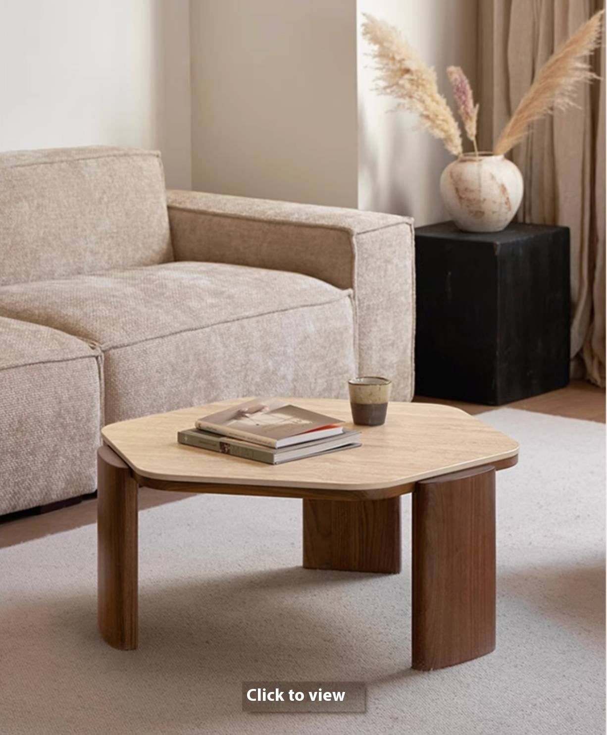 Ash Solid Wood Wabi-Sabi Style Coffee Table