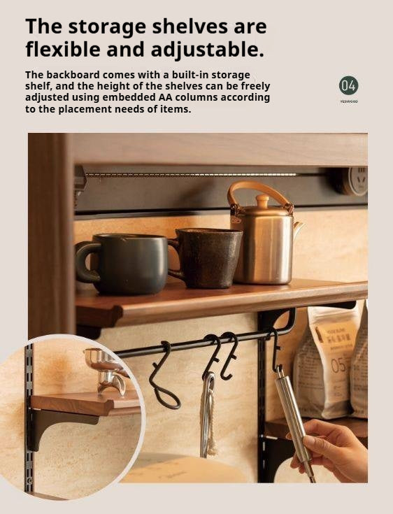 Black Walnut Solid Wood Dining Cabinet Antique Style Rock Board