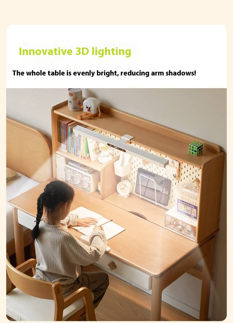 Beech Solid Wood Kids Learning Desk with Eye Protection Lamp