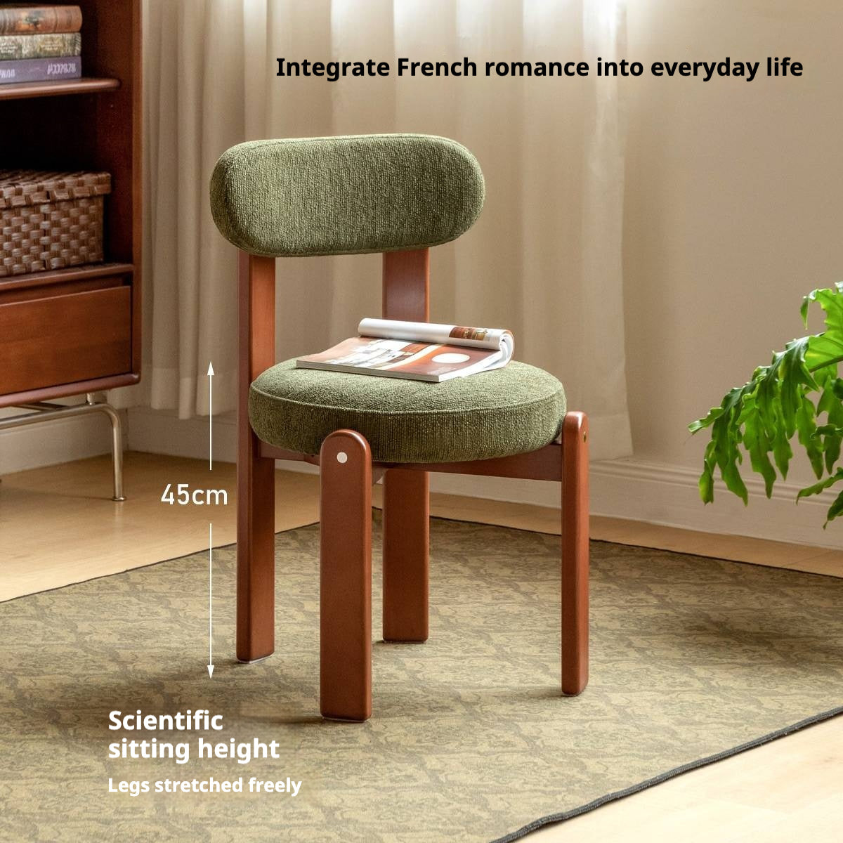 Black Walnut, Cherry, Beech, Solid Rubberwood Retro Style Dining Chair