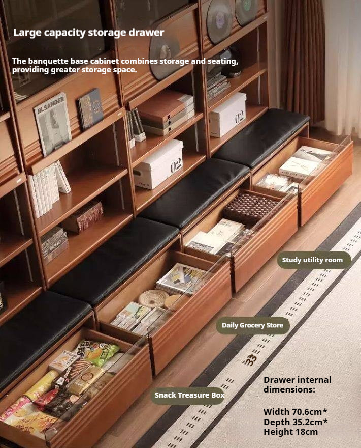 Poplar Solid Wood Combination Bookshelf Antique Style