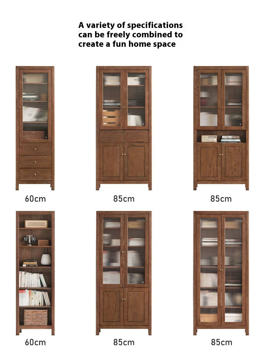 Solid Rubberwood, Oak Solid Wood Modern Bookcase