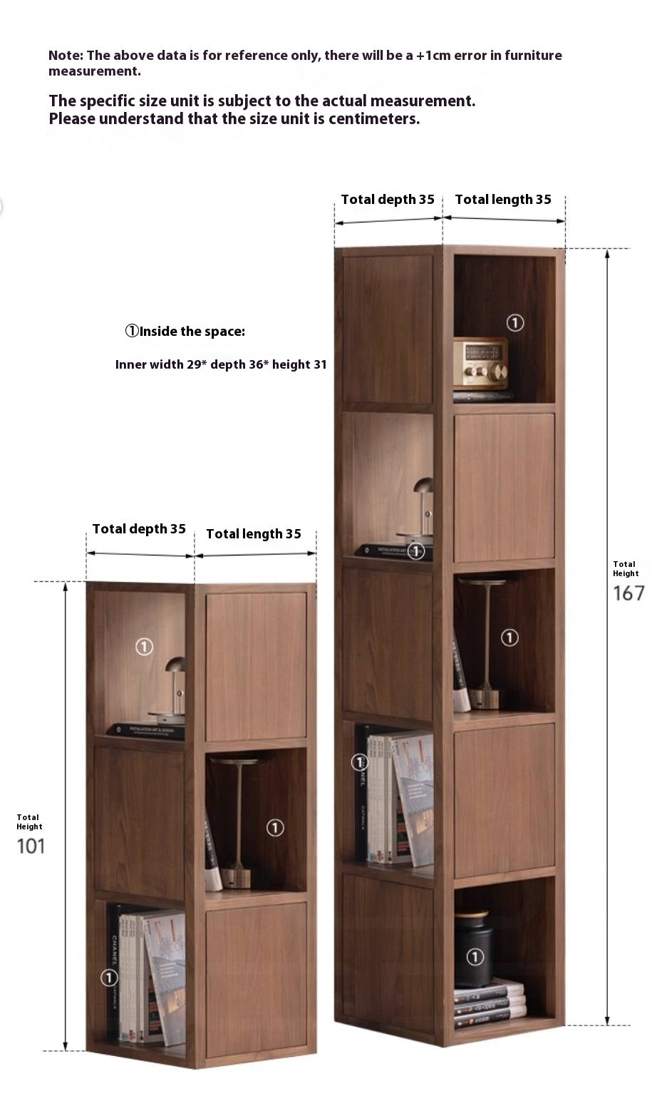 Black Walnut, Oak Solid Wood Corner Bookshelf