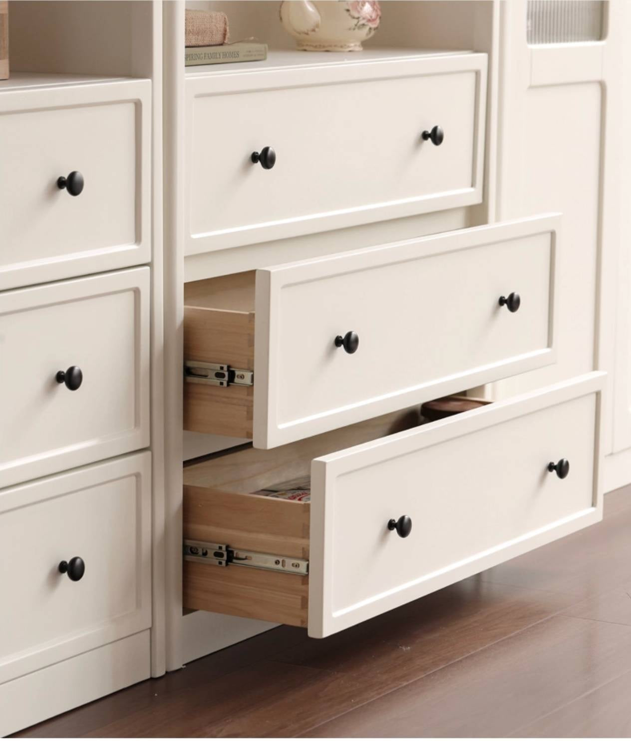 Rubberwood Solid Wood French Style Side Cabinet