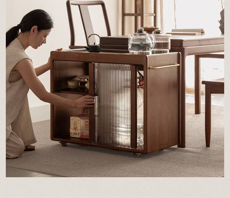 Black Walnut Solid Wood Tea Cabinet