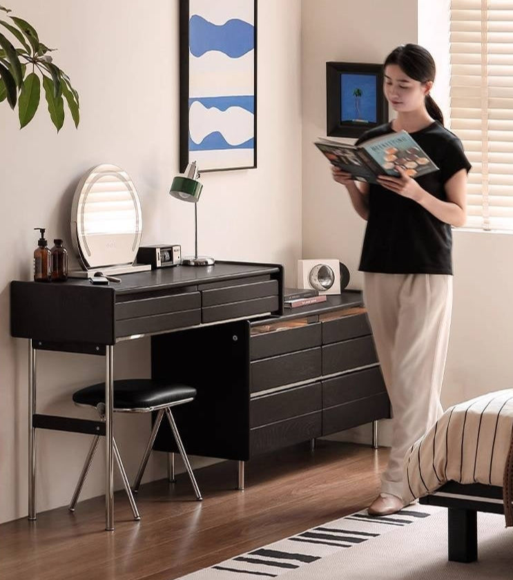 Ash Solid Wood Bauhaus Retractable Makeup Table