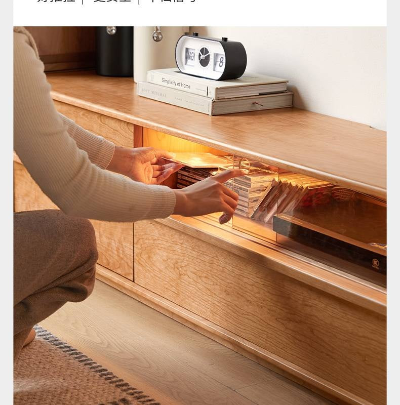 Cherry Solid Wood Modern Simple Floor TV Stand