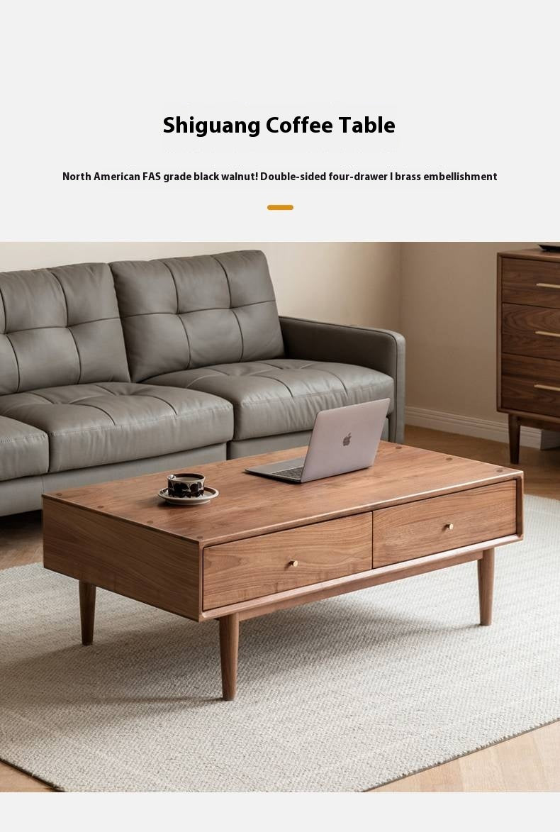 Golden Sandalwood, Black Walnut Solid Wood Rock Plate Tea Table