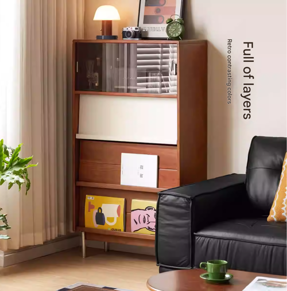 Tulip Solid Wood Middle Ages Flip Door Edge Cabinet.