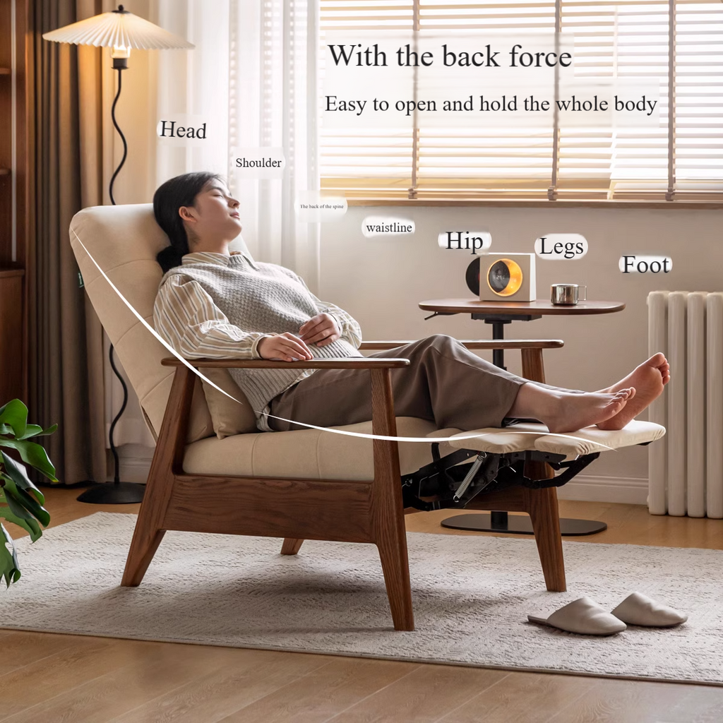Oak Solid Wood Multifunctional Recliner Armchair