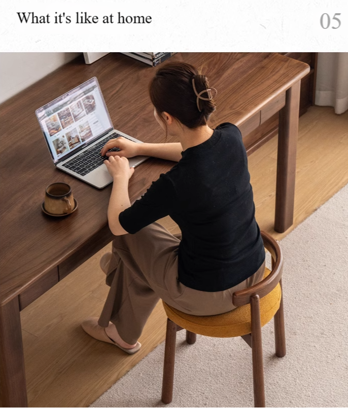 Black Walnut, Oak Solid Wood, Solid RubberWood Makeup Stool