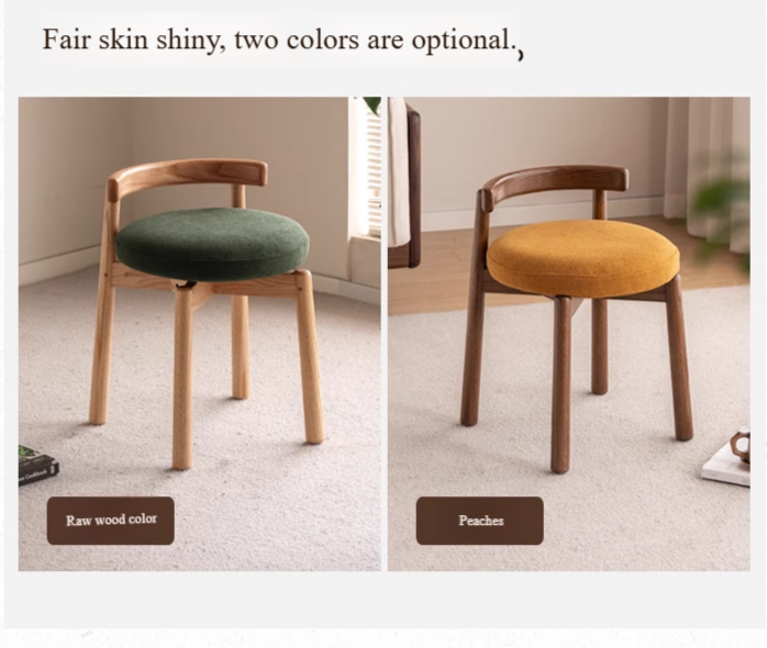 Black Walnut, Oak Solid Wood, Solid RubberWood Makeup Stool