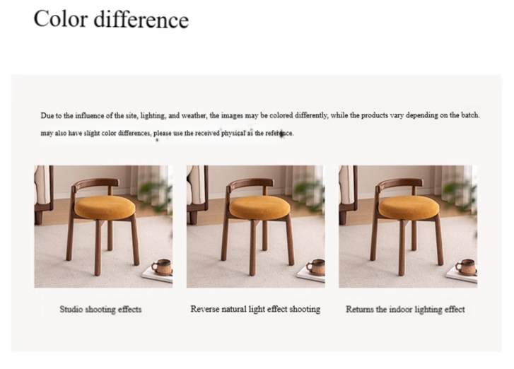 Black Walnut, Oak Solid Wood, Solid RubberWood Makeup Stool